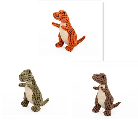 Dinosaur Plush Dog Toy – Interactive Chew Toy with Squeaker for Large Dogs