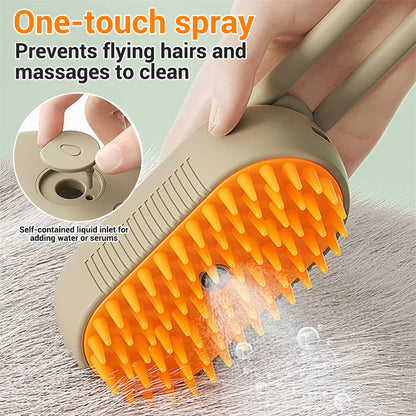 3-in-1 Cat Steam Brush – Electric Grooming, Massage & Hair Removal Comb