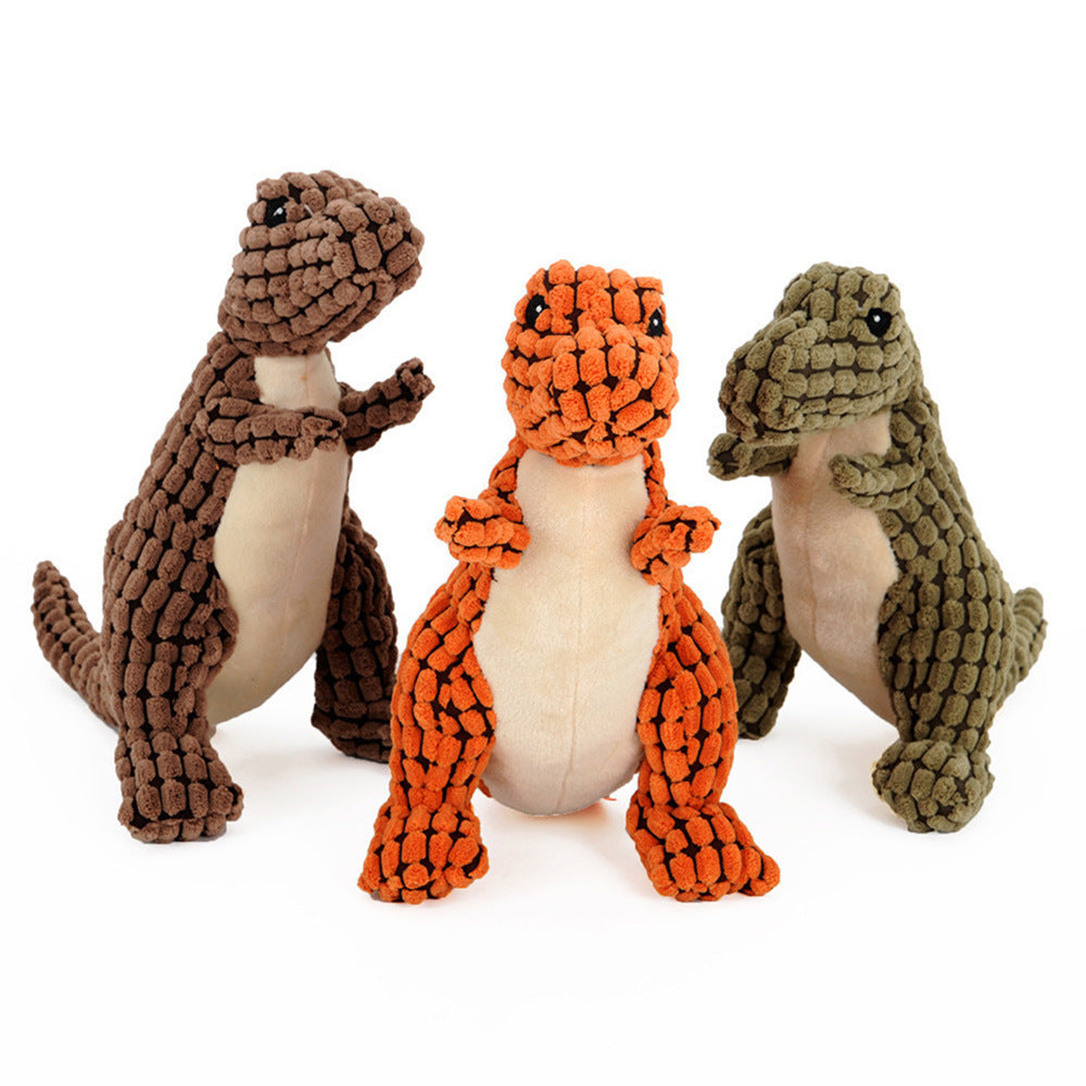 Dinosaur Plush Dog Toy – Interactive Chew Toy with Squeaker for Large Dogs