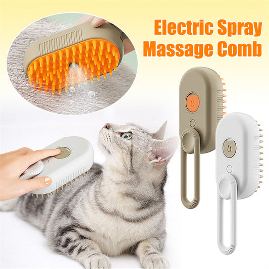 3-in-1 Cat Steam Brush – Electric Grooming, Massage & Hair Removal Comb