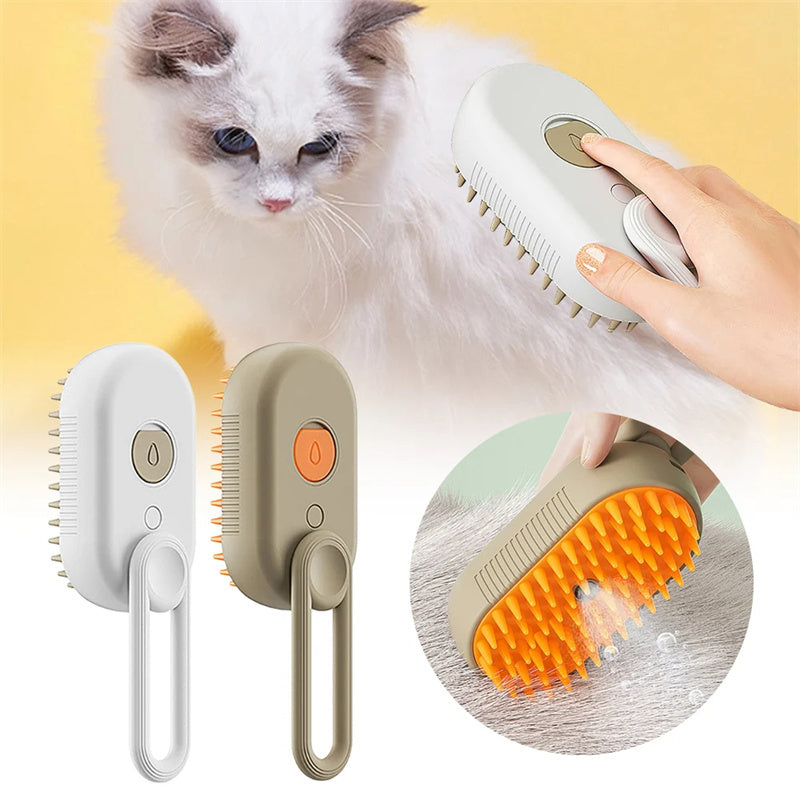 3-in-1 Cat Steam Brush – Electric Grooming, Massage & Hair Removal Comb