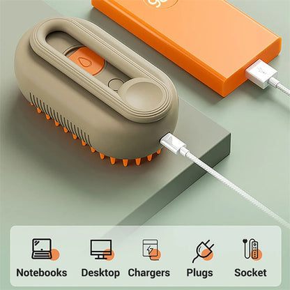 3-in-1 Cat Steam Brush – Electric Grooming, Massage & Hair Removal Comb