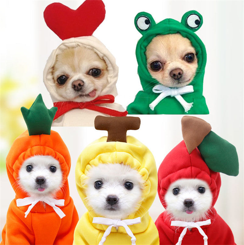 Cute Fruit Dog Hoodie – Warm Fleece Winter Outfit for Small Dogs & Cats